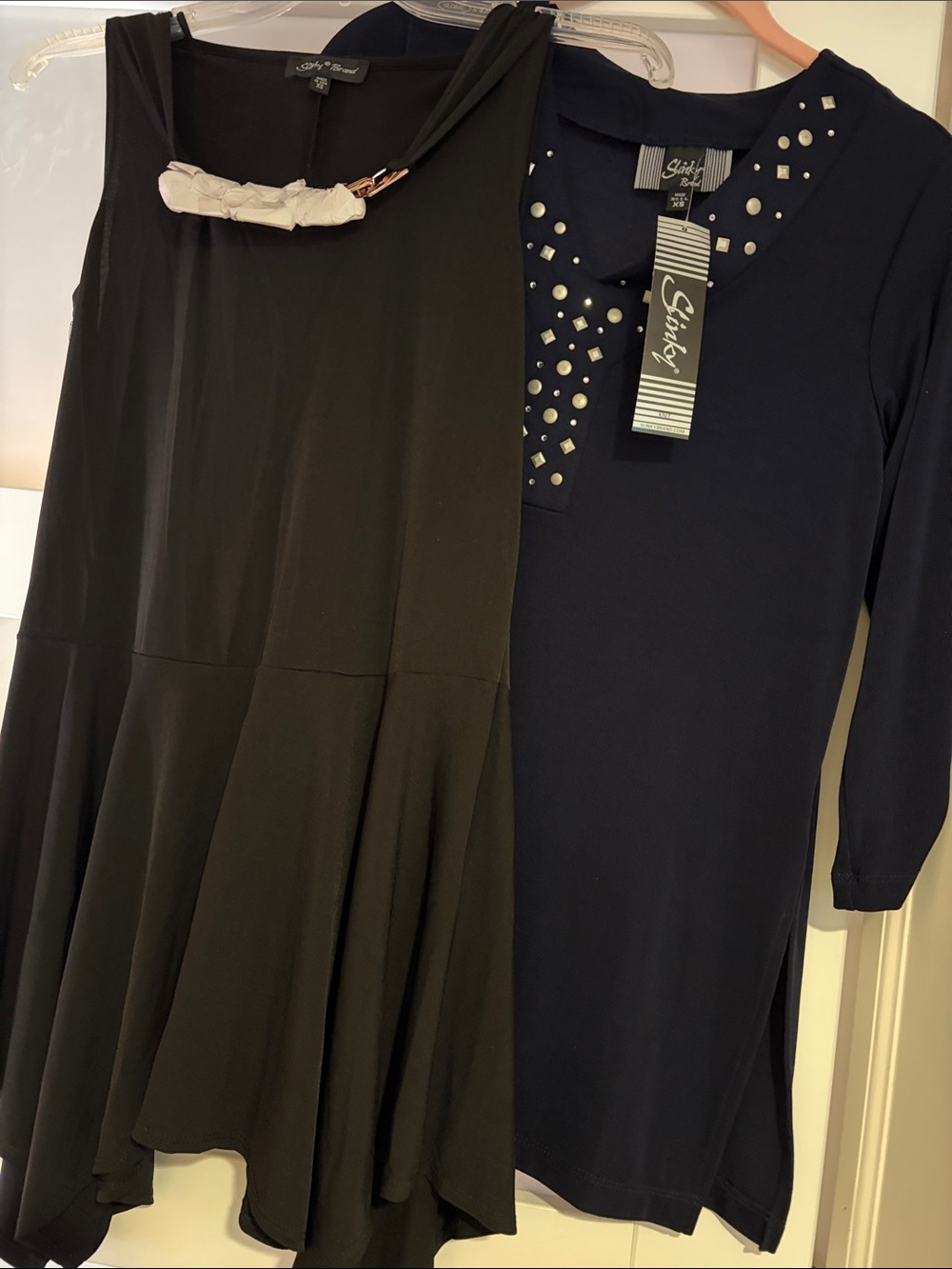 Slinky 2 Tops ,Black sleeveless & Navy sleeves